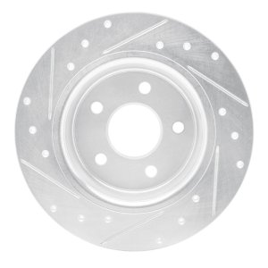 Mazda CX-9 Brake Rotor (1) - Rear Right - R1 Concepts - Drilled & Slotted - Silver - `16-`23